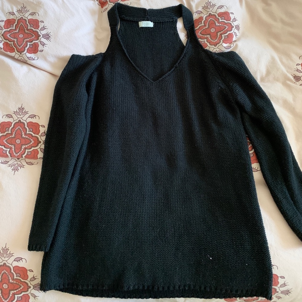 Black Open Shoulder Sweater